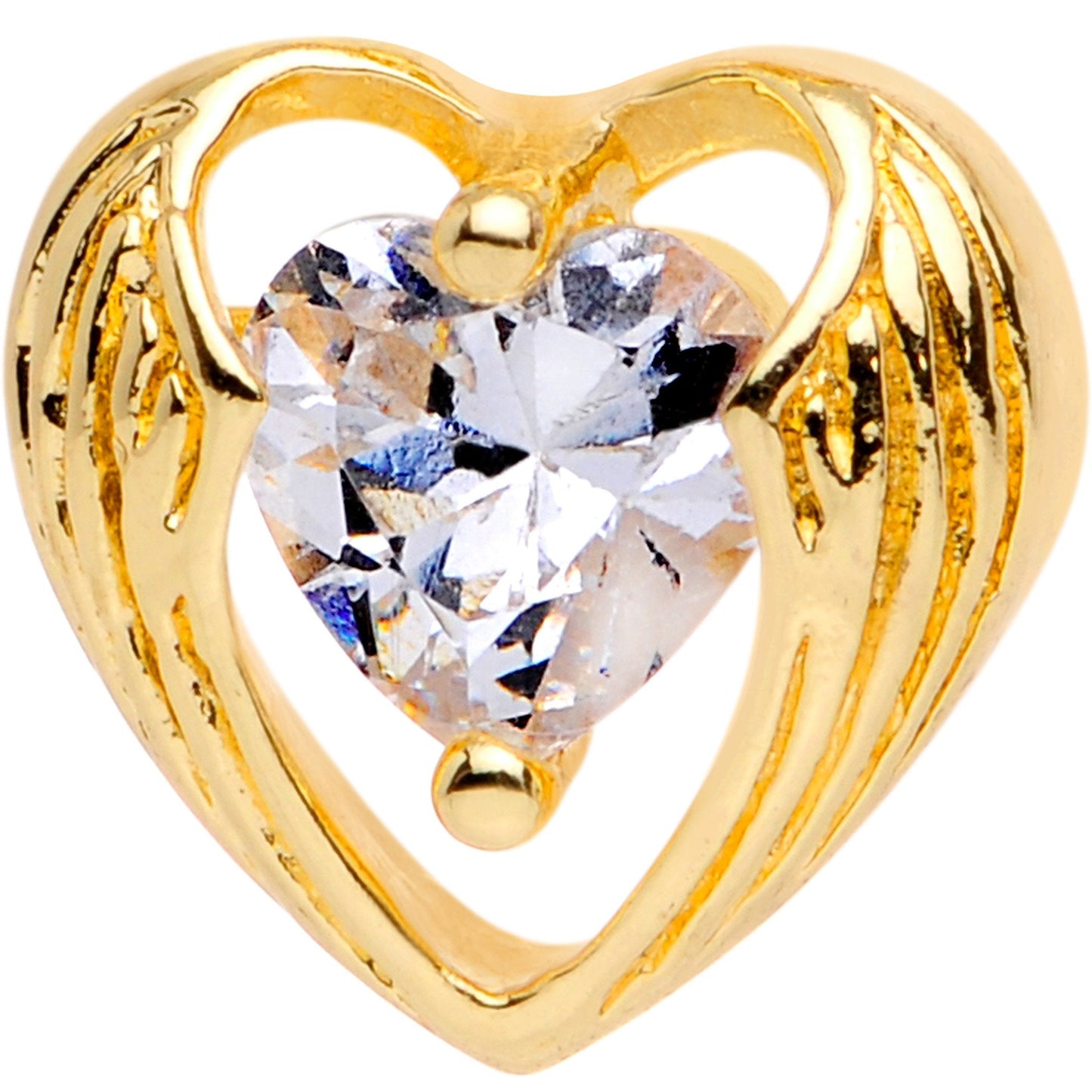 Clear CZ Gem Gold Plated Hugged Heart Cartilage Tragus Earring - BodyCandy - Flyclothing LLC