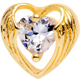 Clear CZ Gem Gold Plated Hugged Heart Cartilage Tragus Earring - BodyCandy - Flyclothing LLC