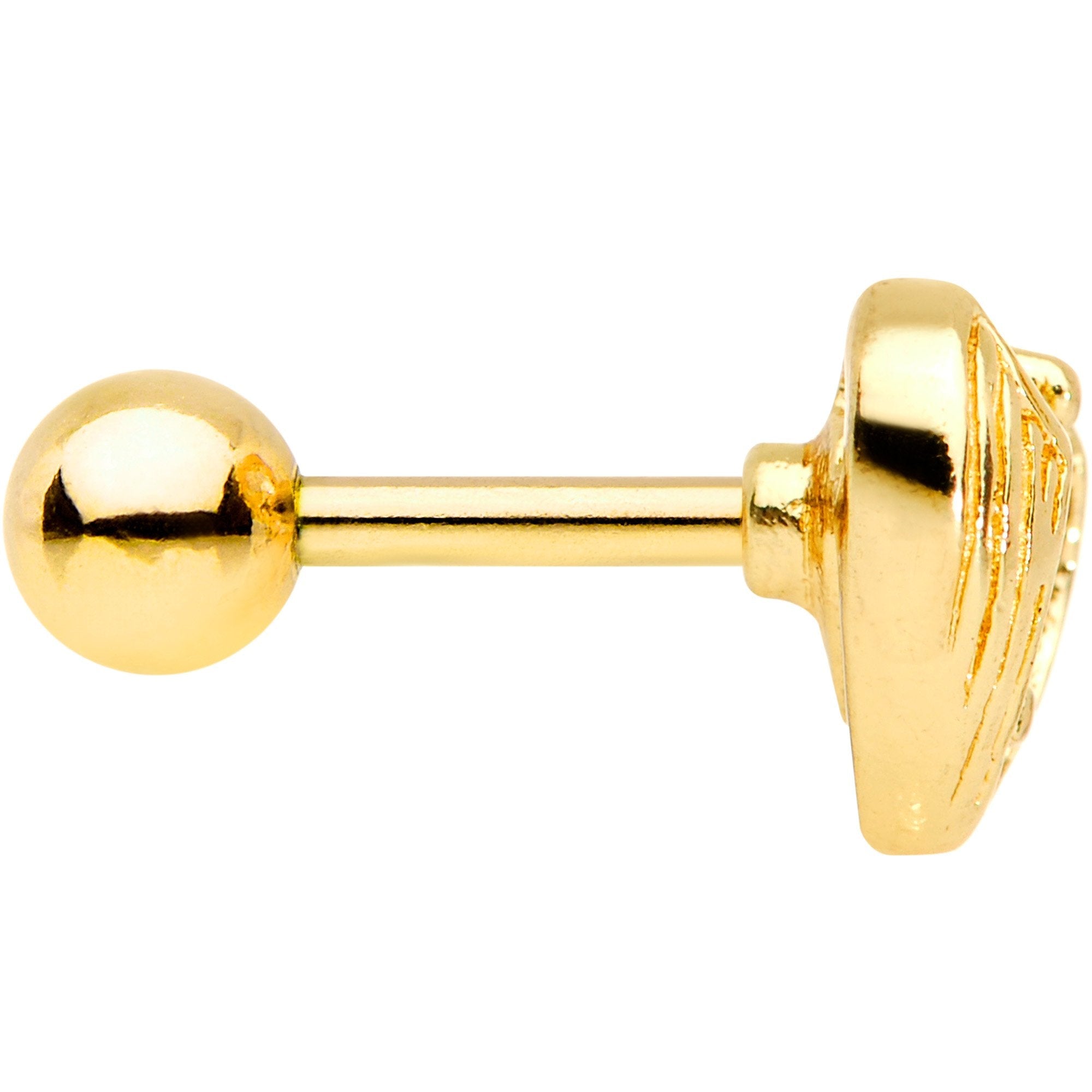 Clear CZ Gem Gold Plated Hugged Heart Cartilage Tragus Earring - BodyCandy - Flyclothing LLC