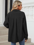 Button Up Dropped Shoulder Long Sleeve Outerwear - Trendsi - Flyclothing LLC