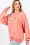 SAGE + FIG LOVE Path Applique Drop Shoulder Sweatshirt - Trendsi