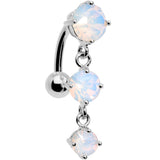 White Faux Opal Trio Tier Top Mount Dangle Belly Ring - BodyCandy - Flyclothing LLC