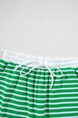 Striped Round Neck Short Sleeve Top and Shorts Set - Trendsi - Flyclothing LLC