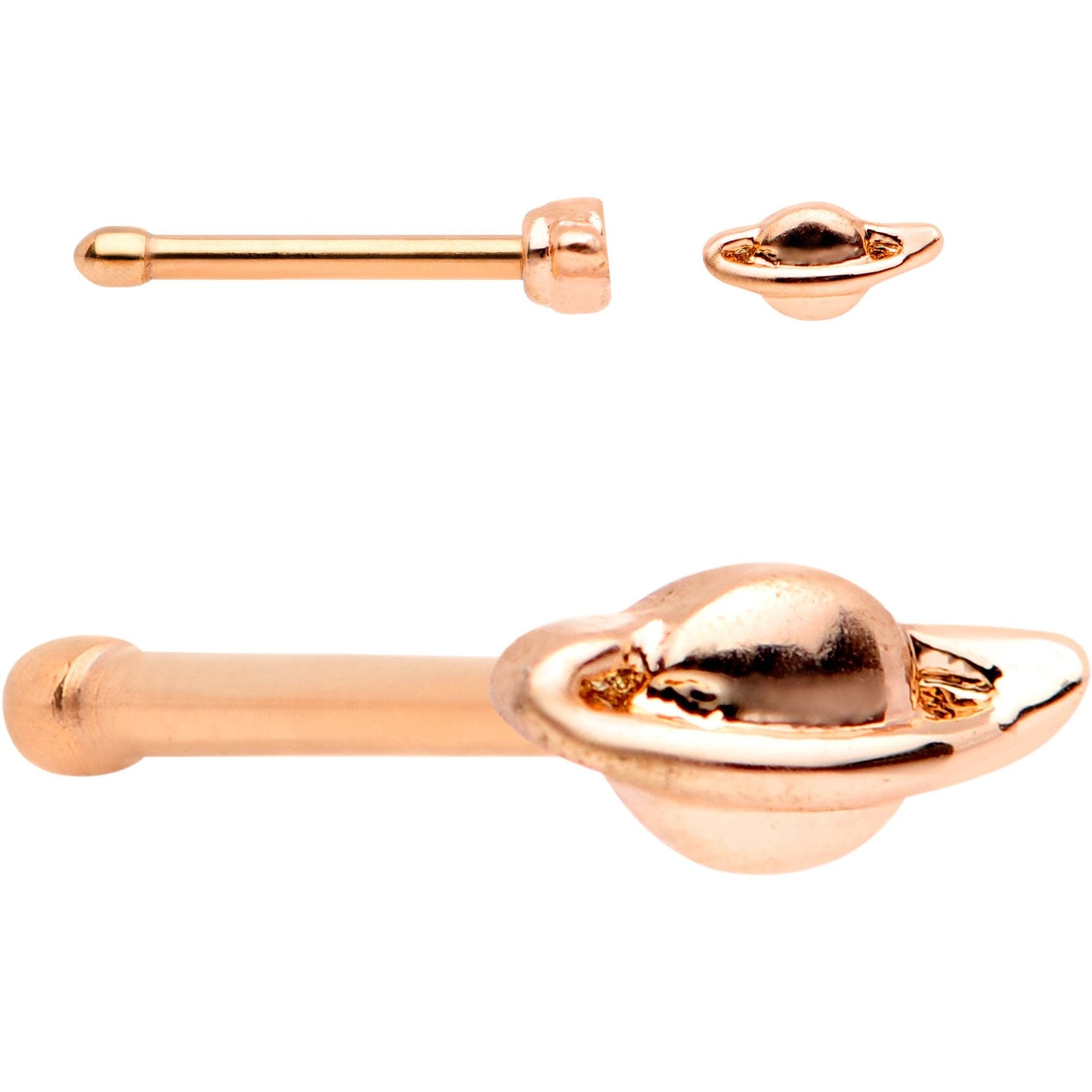 White Faux Opal Rose Gold PVD Out of This World Nose Bone 6 Pack Set - BodyCandy - Flyclothing LLC