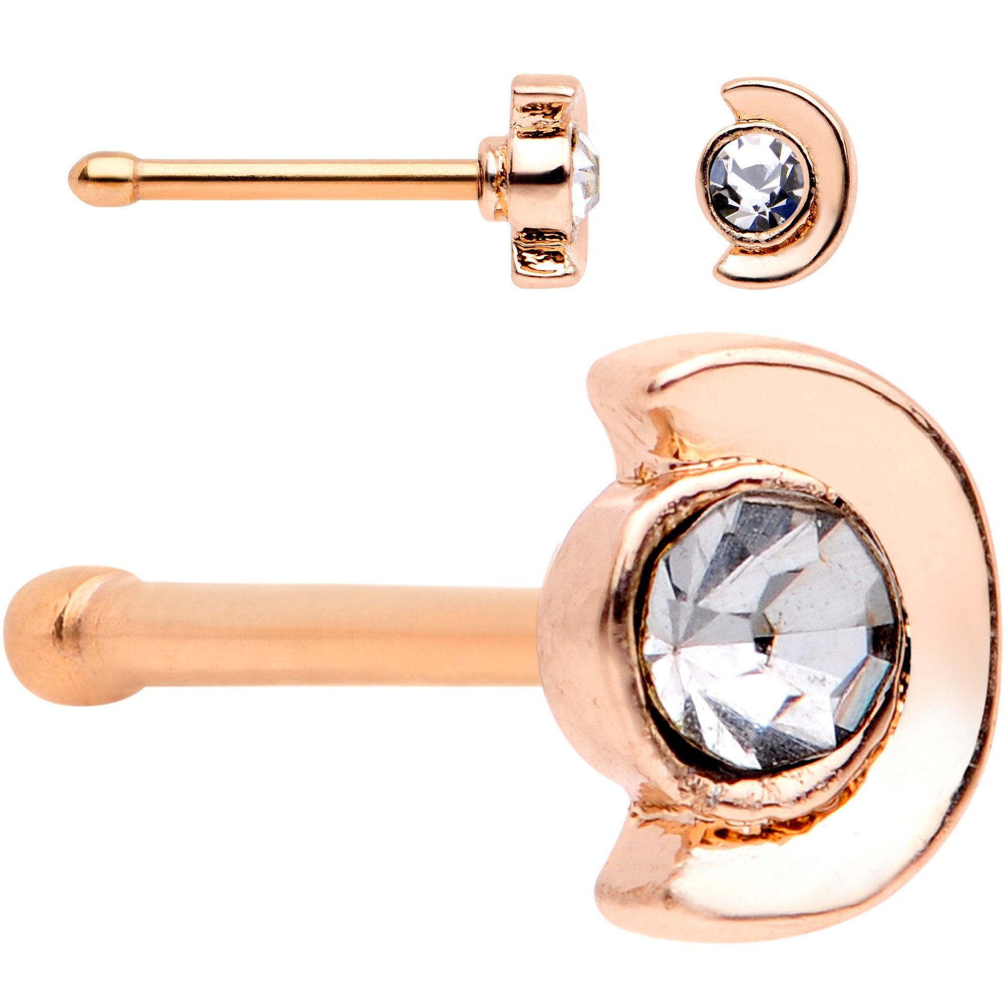 White Faux Opal Rose Gold PVD Out of This World Nose Bone 6 Pack Set - BodyCandy - Flyclothing LLC