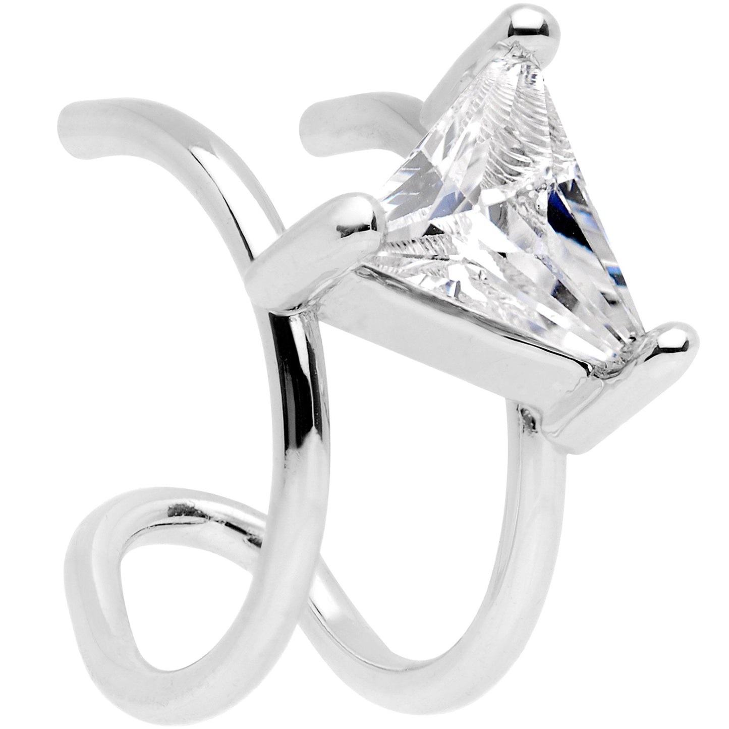 Clear CZ Gem Triangle Bling Non Pierced Ear Cuff - BodyCandy - Flyclothing LLC
