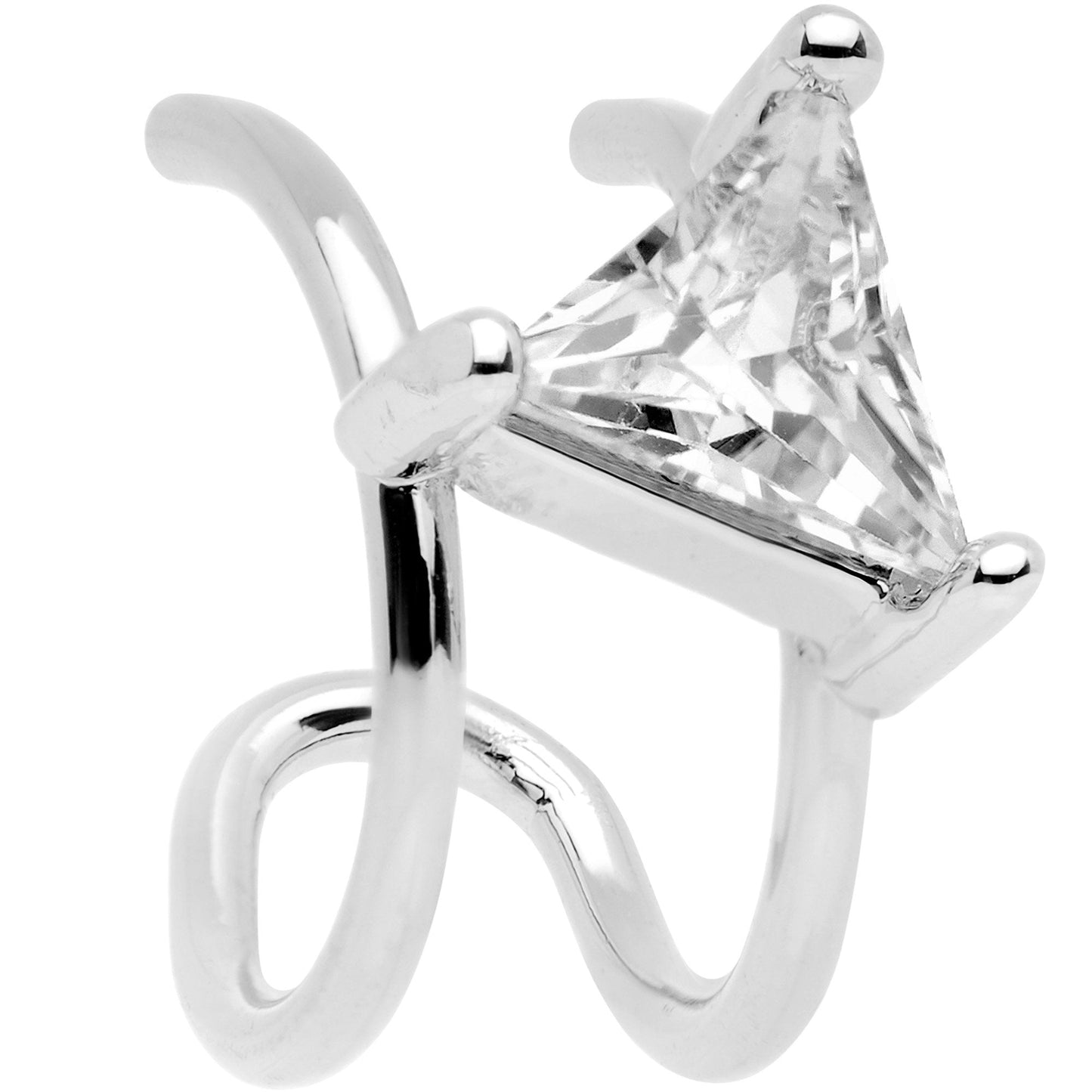 Clear CZ Gem Triangle Bling Non Pierced Ear Cuff - BodyCandy - Flyclothing LLC