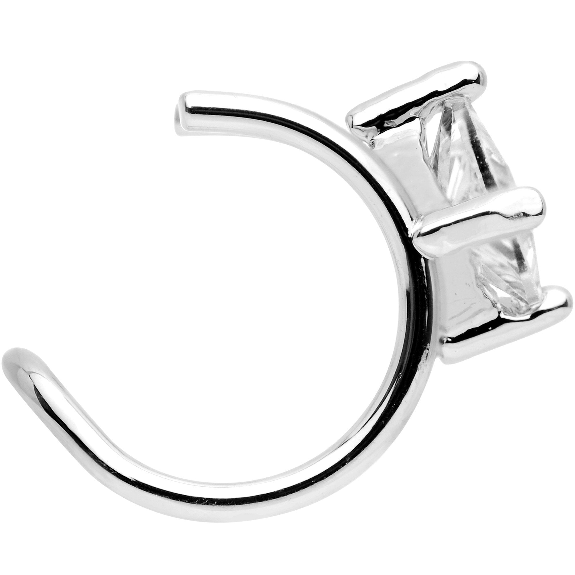 Clear CZ Gem Triangle Bling Non Pierced Ear Cuff - BodyCandy - Flyclothing LLC
