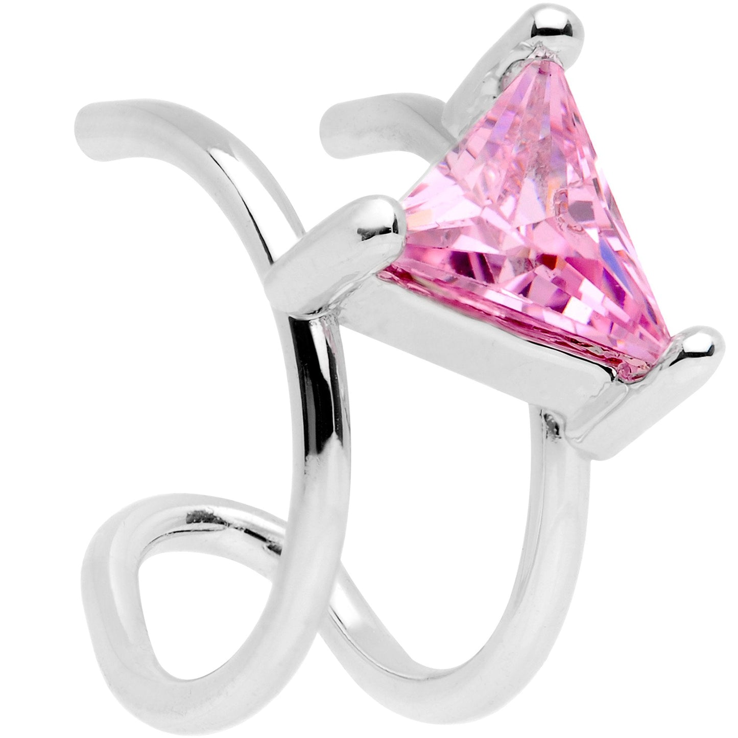 Pink CZ Gem Triangle Bling Non Pierced Ear Cuff - BodyCandy - Flyclothing LLC