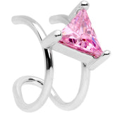 Pink CZ Gem Triangle Bling Non Pierced Ear Cuff - BodyCandy - Flyclothing LLC