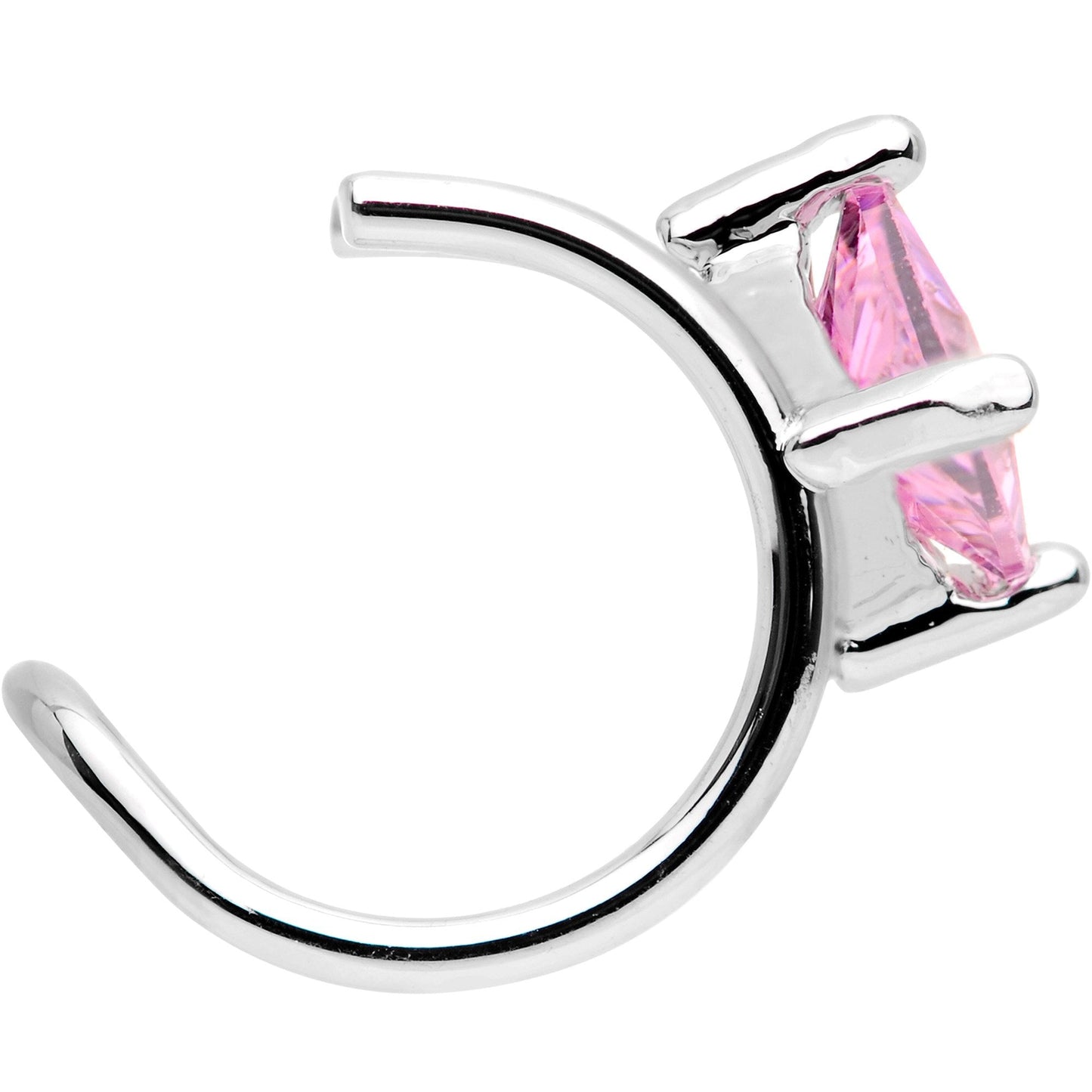 Pink CZ Gem Triangle Bling Non Pierced Ear Cuff - BodyCandy - Flyclothing LLC