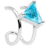 Aqua CZ Gem Triangle Bling Non Pierced Ear Cuff - BodyCandy - Flyclothing LLC