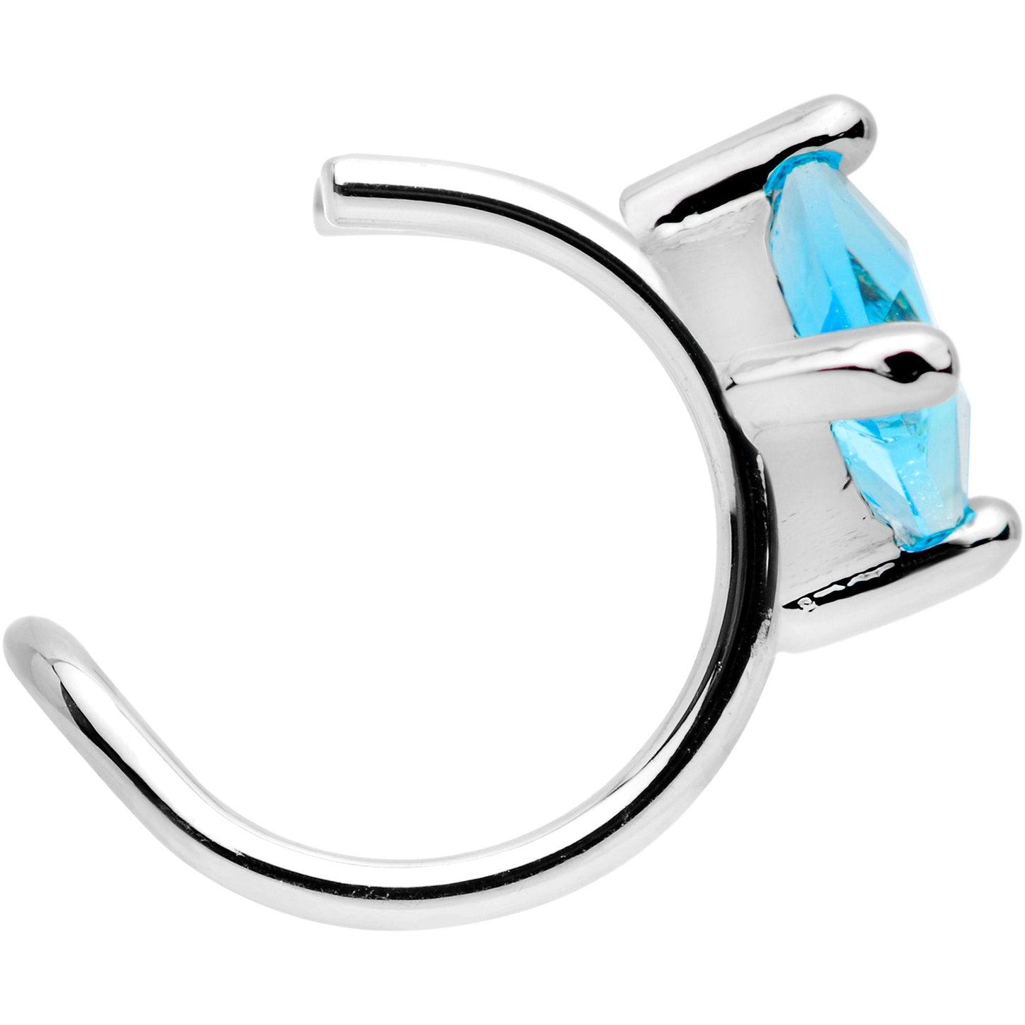 Aqua CZ Gem Triangle Bling Non Pierced Ear Cuff - BodyCandy - Flyclothing LLC