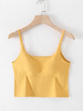 Scoop Neck Cropped Cami with Chest Pads - Trendsi