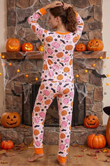 Halloween Pumpkin Print Long Sleeve Home Wear Lounge Set - Trendsi - Flyclothing LLC