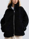 Zip Up Turtleneck Long Sleeve Plush Jacket - Trendsi - Flyclothing LLC
