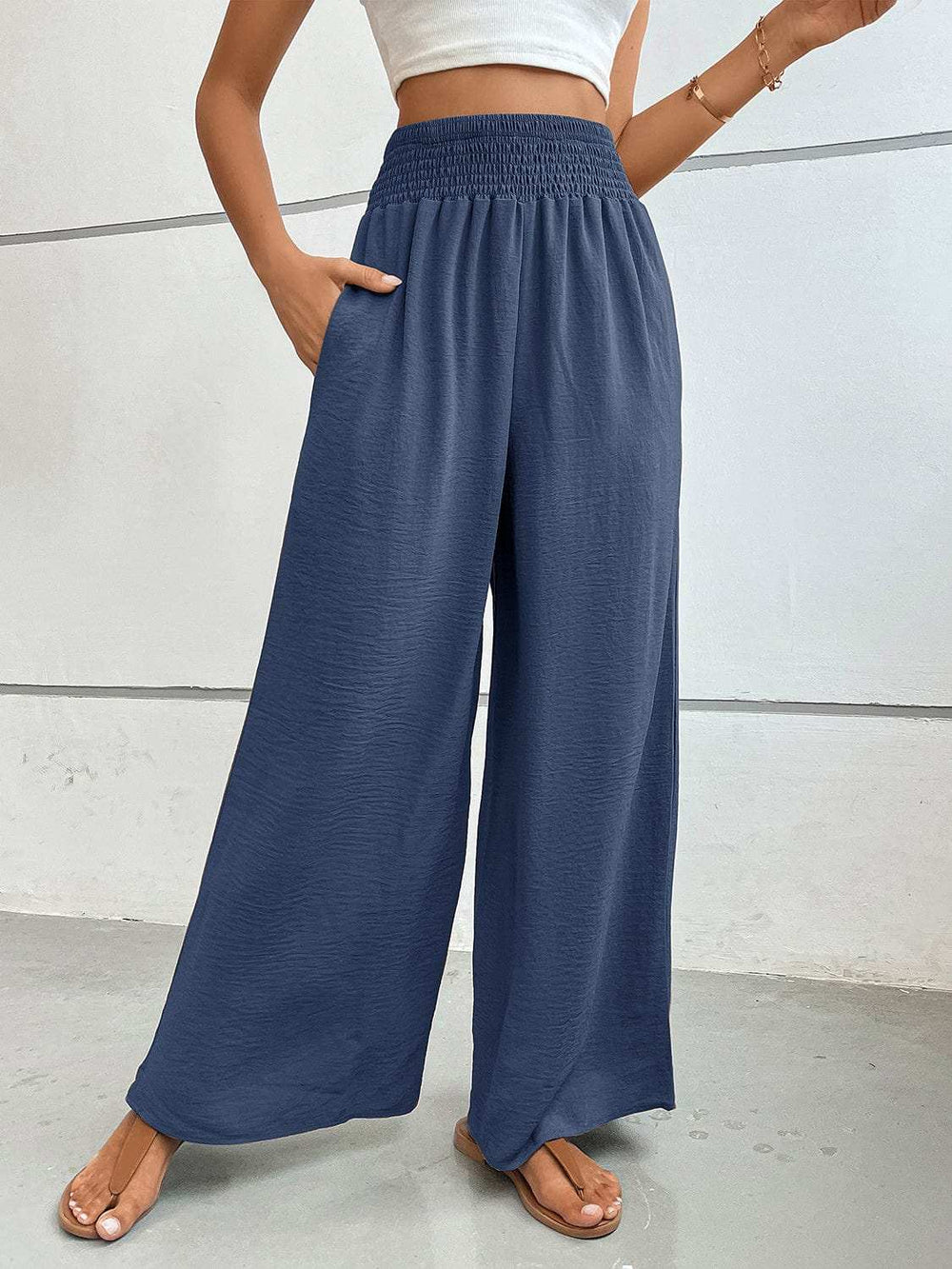 Perfee Wide Leg Pants with Pockets - Trendsi - Flyclothing LLC