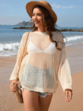Openwork Dropped Shoulder Long Sleeve Cover-Up - Trendsi - Flyclothing LLC