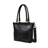 Black Terry Tote - Classy Leather Bags - Flyclothing LLC