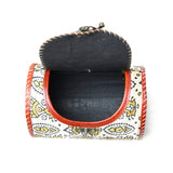 Cylindrical Block Printed Leather Bag - Classy Leather Bags - Flyclothing LLC