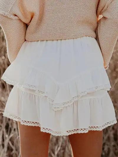 Lovelet Lace Detail Layered Skirt - Trendsi