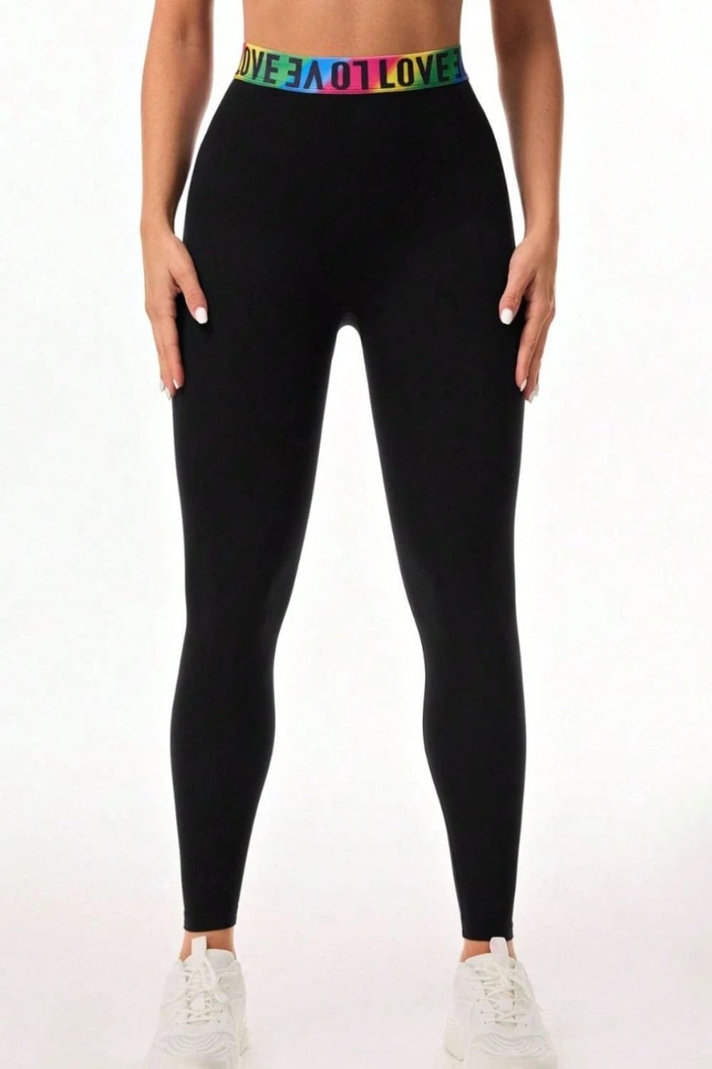 Letter Printed High Waist Active Leggings - Trendsi