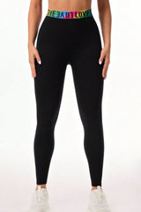 Letter Printed High Waist Active Leggings - Trendsi