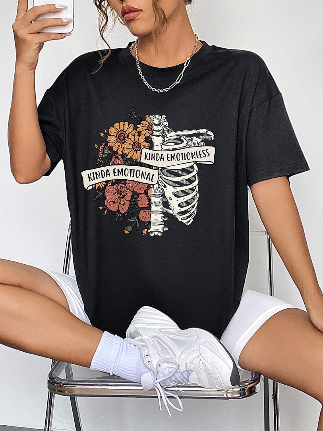 Round Neck Short Sleeve Graphic T-Shirt - Trendsi - Flyclothing LLC