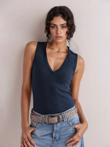 Solid V-Neck Tank - Trendsi - Flyclothing LLC