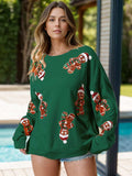 Sequin Gingerbread Man Long Sleeve Sweatshirt - Trendsi - Flyclothing LLC