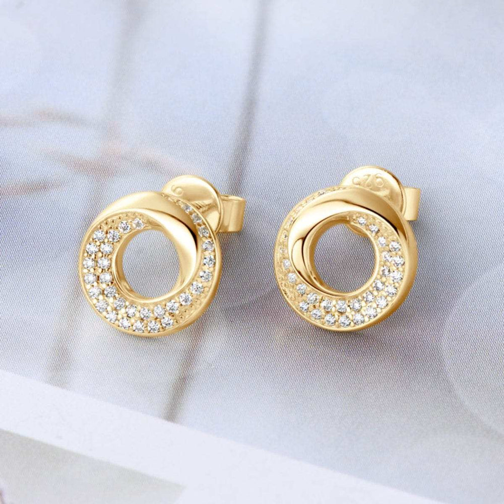 925 Sterling Silver Inlaid Moissanite Stud Earrings - Trendsi - Flyclothing LLC