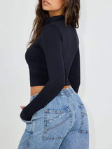 Zip Up Long Sleeve Active Outerwear - Trendsi - Flyclothing LLC