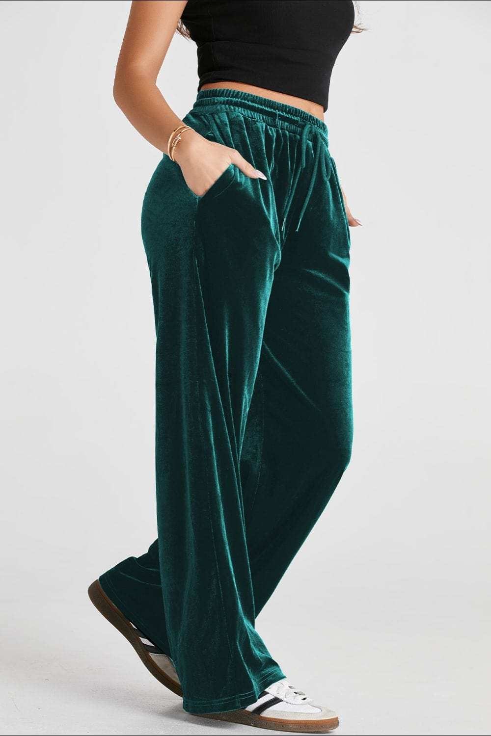 Drawstring Waist Wide Leg Active Pants - Trendsi - Flyclothing LLC