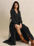 V-Neck Long Sleeve Dress - Trendsi - Flyclothing LLC