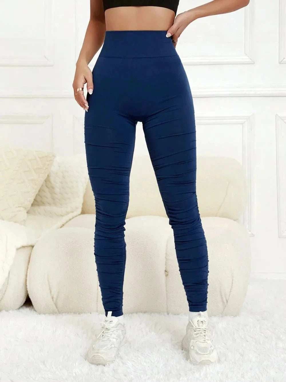 Ruched High Waist Active Leggings - Trendsi - Flyclothing LLC