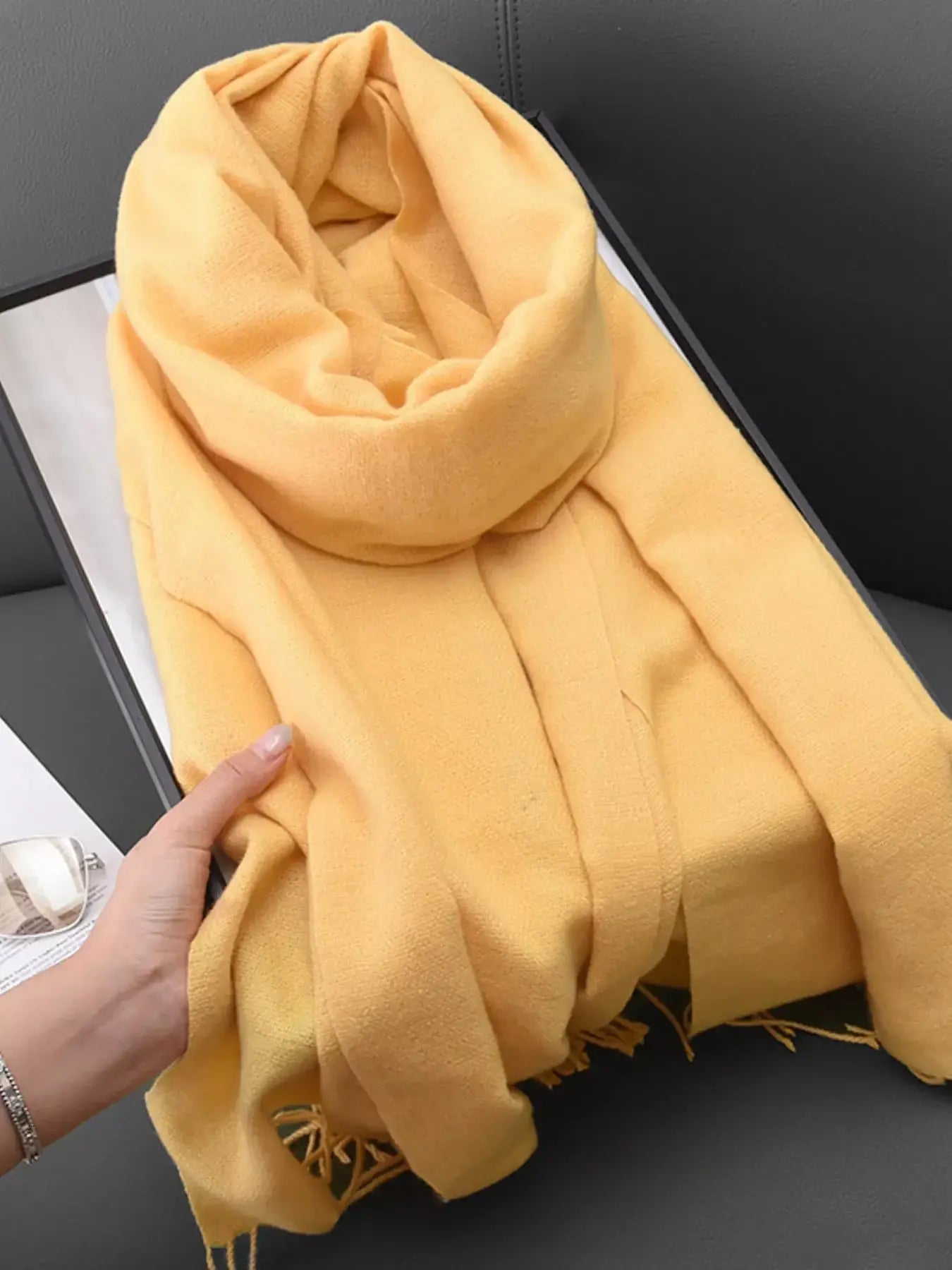 Solid Color Fringe Scarf - Trendsi - Flyclothing LLC