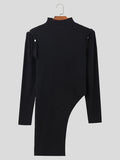 Men's Asymmetrical Mock Neck Cold Shoulder Top - Trendsi