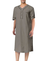 Men's Full Size Button Detail Short Sleeve Lounge Dress Plus Size - Trendsi - Flyclothing LLC