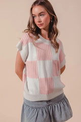 SO ME Check Plaid Casual Sweater Top - Trendsi - Flyclothing LLC