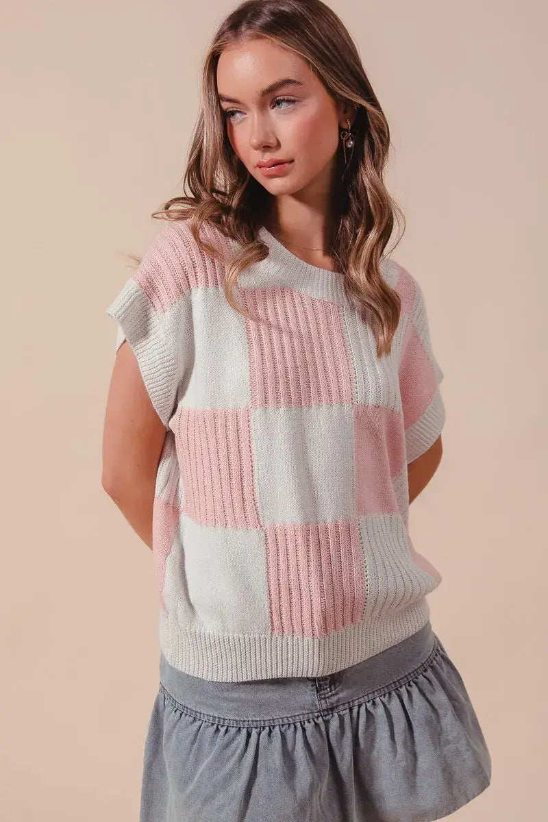 SO ME Check Plaid Casual Sweater Top - Trendsi - Flyclothing LLC