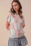 SO ME Check Plaid Casual Sweater Top - Trendsi