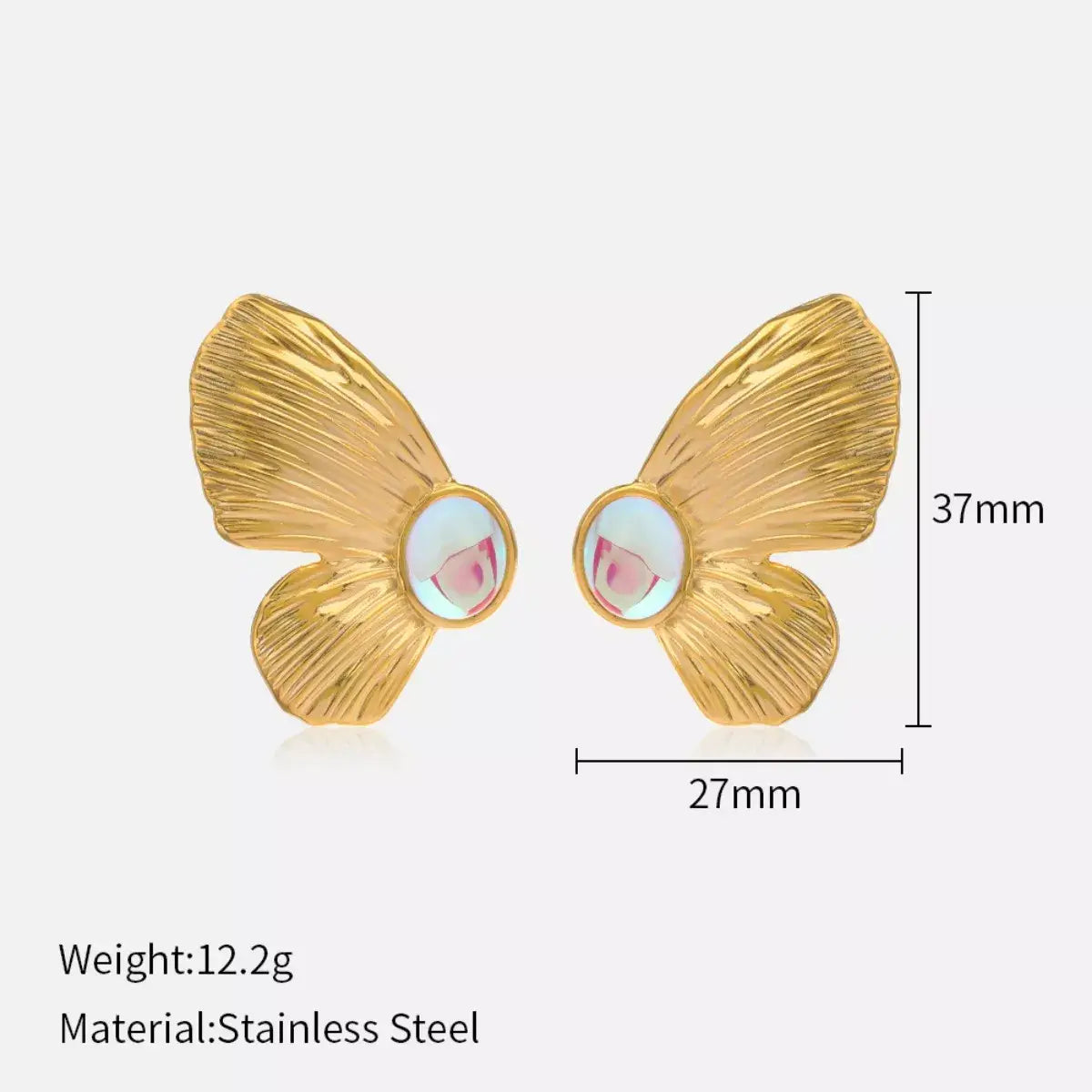 18K Gold-Plated Butterfly Wing Earrings - Trendsi - Flyclothing LLC