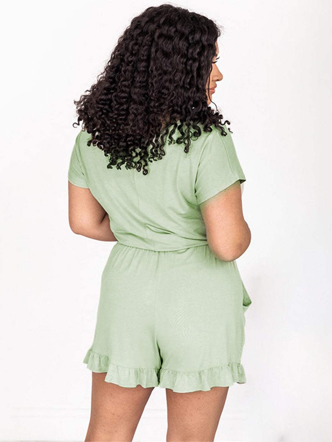 Ruffled Boat Neck Short Sleeve Romper - Trendsi - Flyclothing LLC