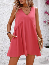 V-Neck Sleeveless Mini Dress - Trendsi - Flyclothing LLC