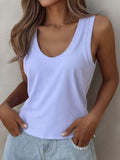Solid Scoop Neck Tank - Trendsi - Flyclothing LLC