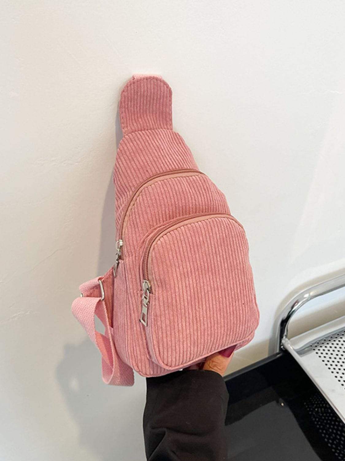Corduroy Solid Color Crossbody Bag - Trendsi - Flyclothing LLC