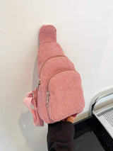 Corduroy Solid Color Crossbody Bag - Trendsi - Flyclothing LLC
