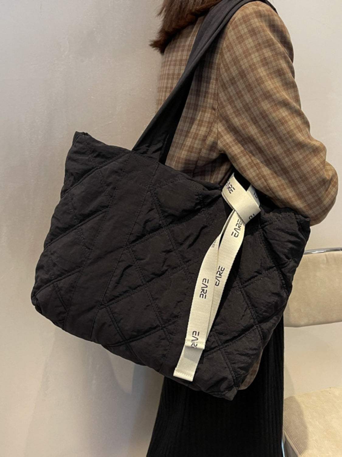Quilted Nylon Large Tote Bag - Trendsi - Flyclothing LLC