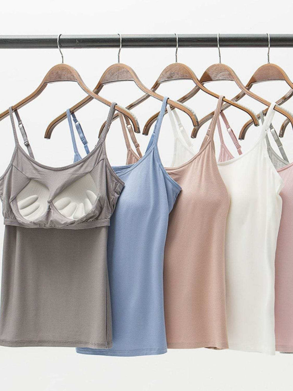 Full Size Adjustable Strap Modal Cami with Bra - Trendsi - Flyclothing LLC