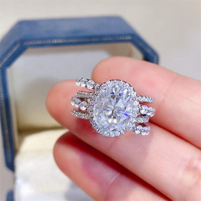 3 Carat Moissanite 925 Sterling Silver Layered Ring - Trendsi - Flyclothing LLC